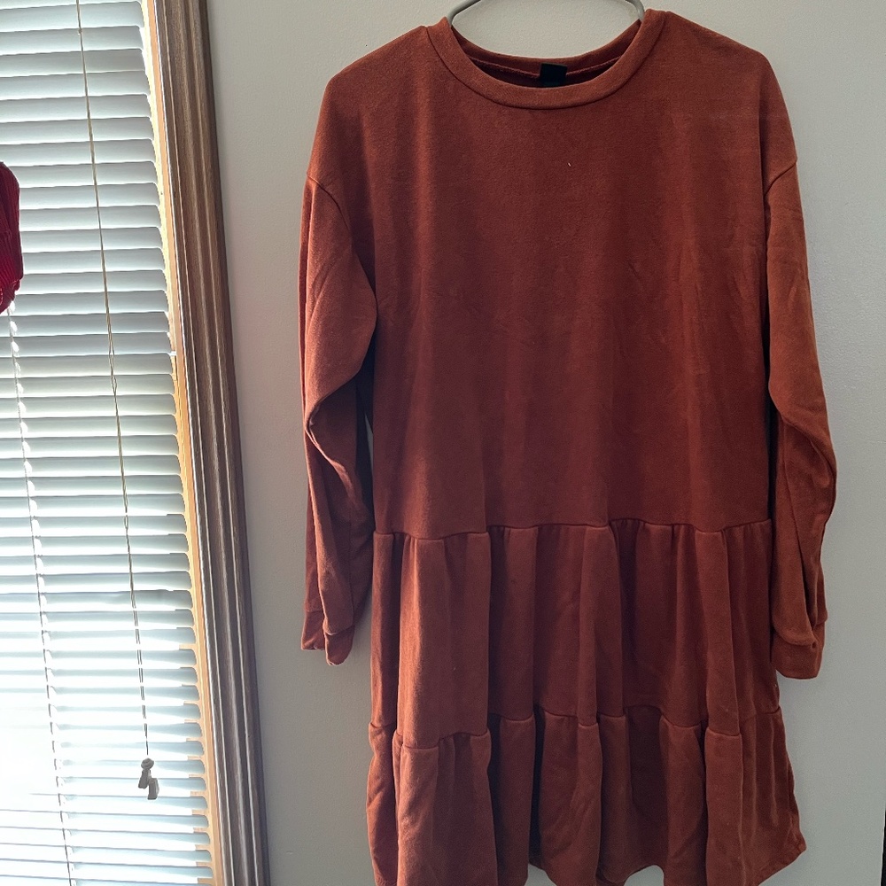 burnt orange tiered dress
